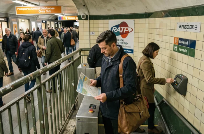 Entrée de la station de métro Montparnasse-Bienvenüe donnant accès au centre commercial